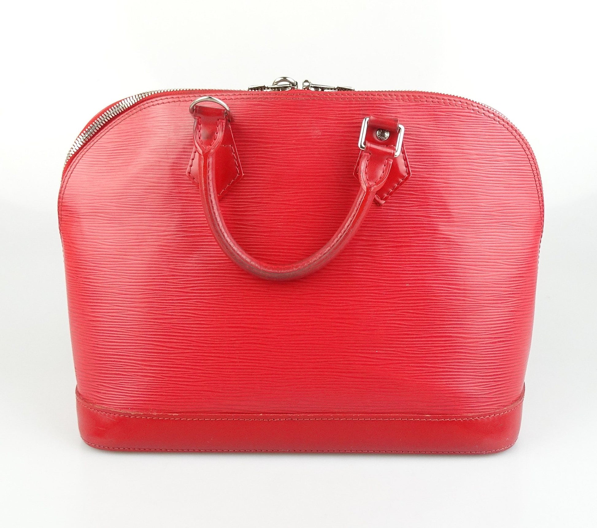 Authentic Louis Vuitton Epi Leather Alma PM in Orange Satchel Handbag