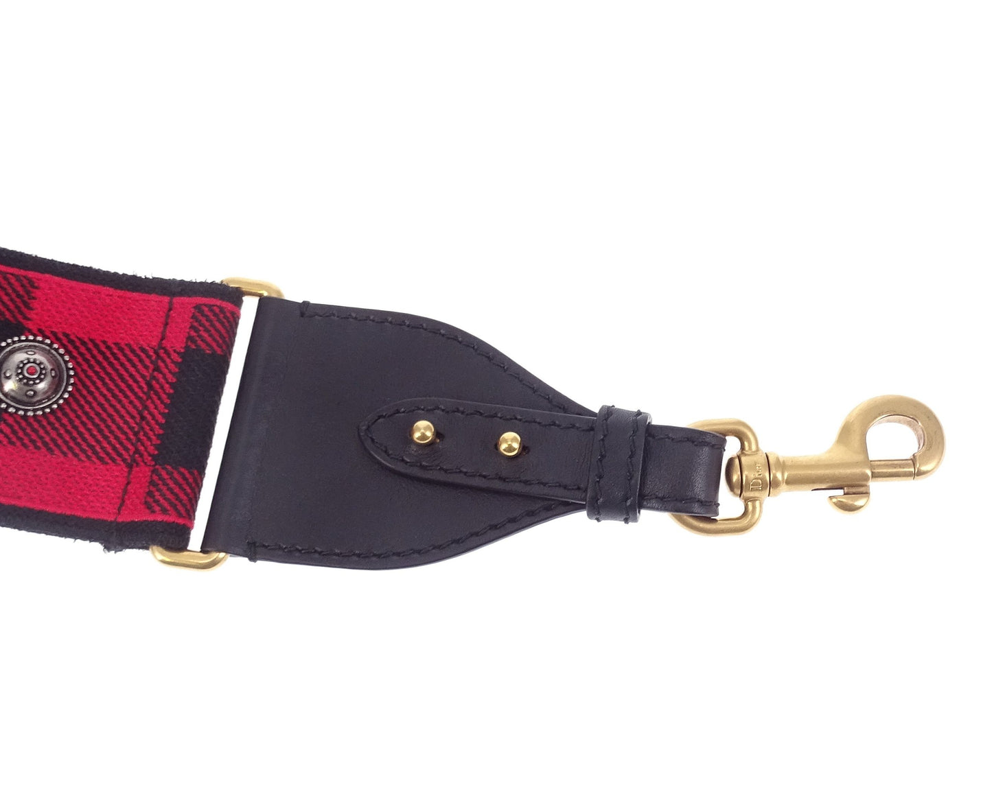 Christian Dior Red/Black Plaid Studded Canvas Shoulder Strap Bags Dior 