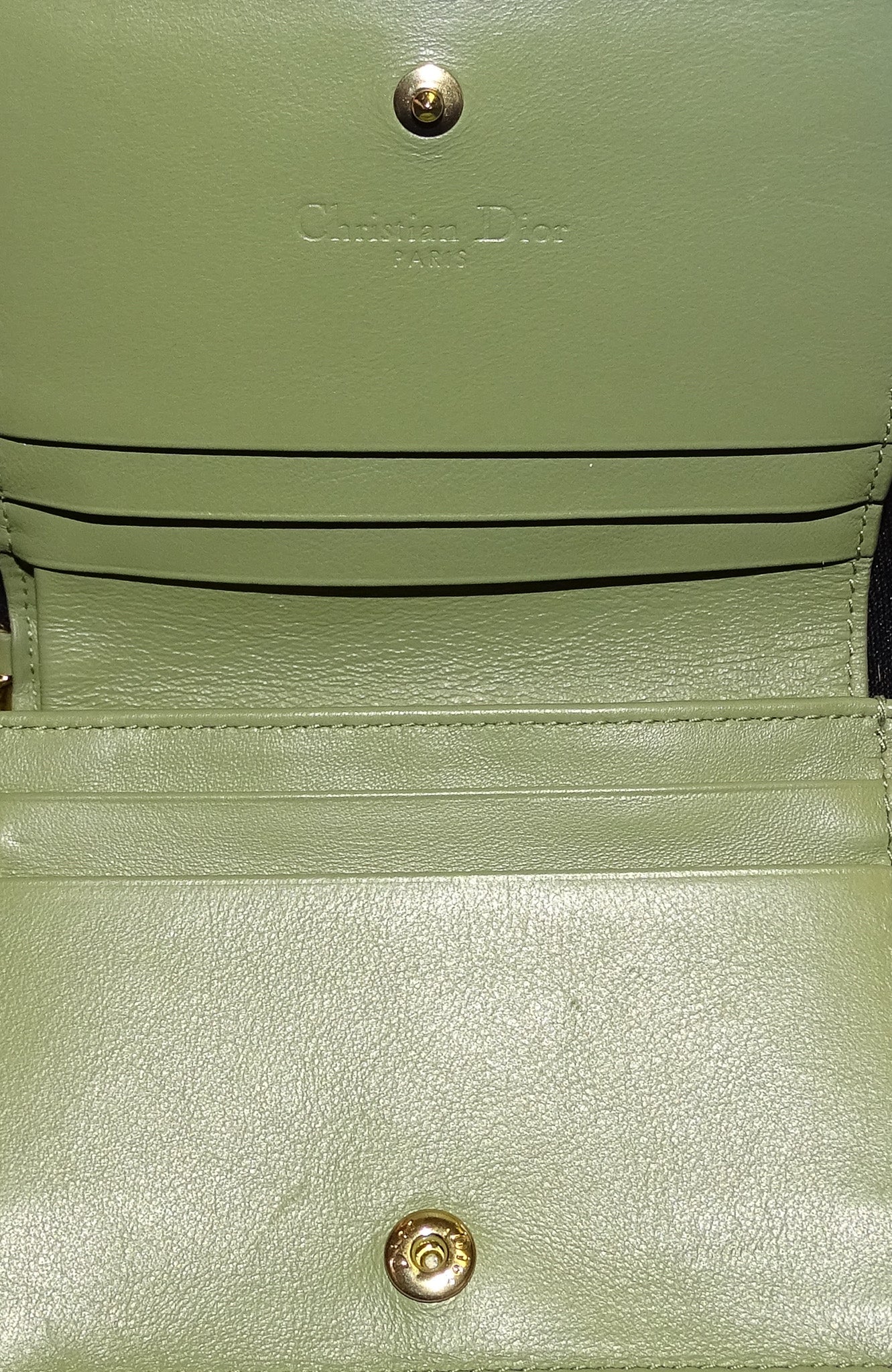 Dior Lady Dior Mini Wallet Green Patent