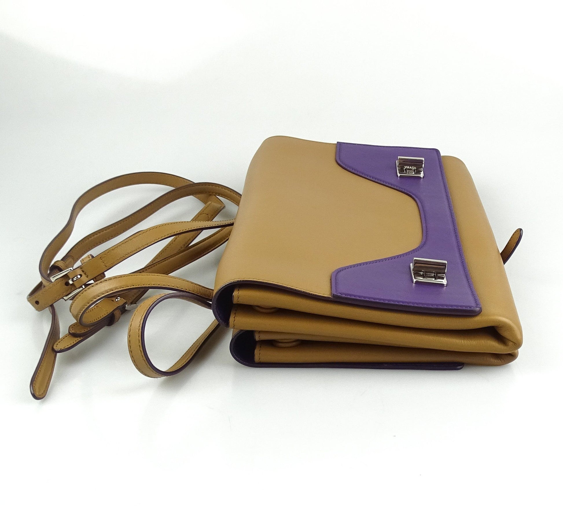 Prada Twin Lock Vitello Soft Two Sided Messenger Bag Bags Prada 