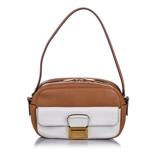 Miu Miu Brown And White Leather Baguette Bags Miu Miu 