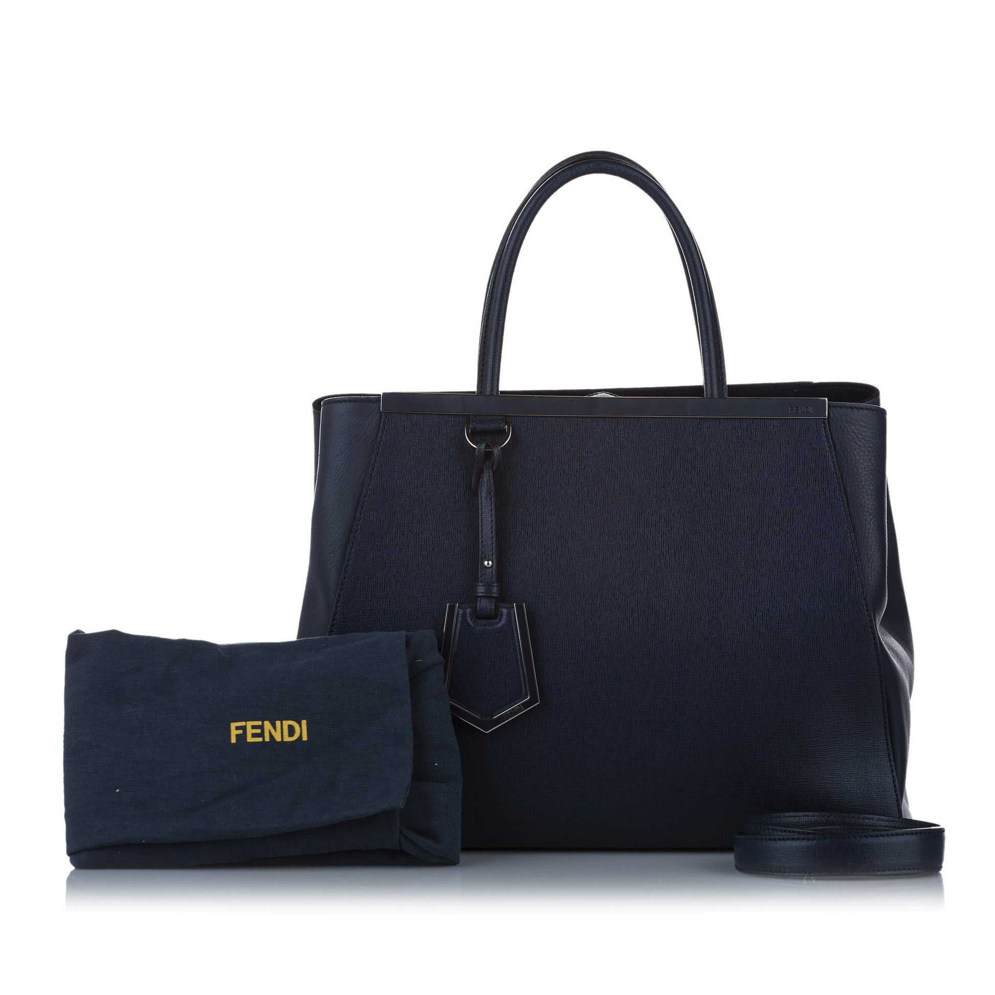 Fendi Navy Blue 2Jours Leather Satchel Bags Fendi 