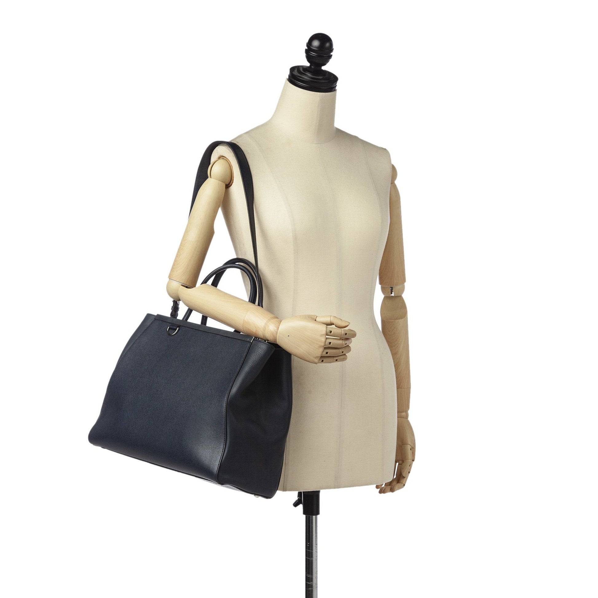 Fendi Navy Blue 2Jours Leather Satchel Bags Fendi 