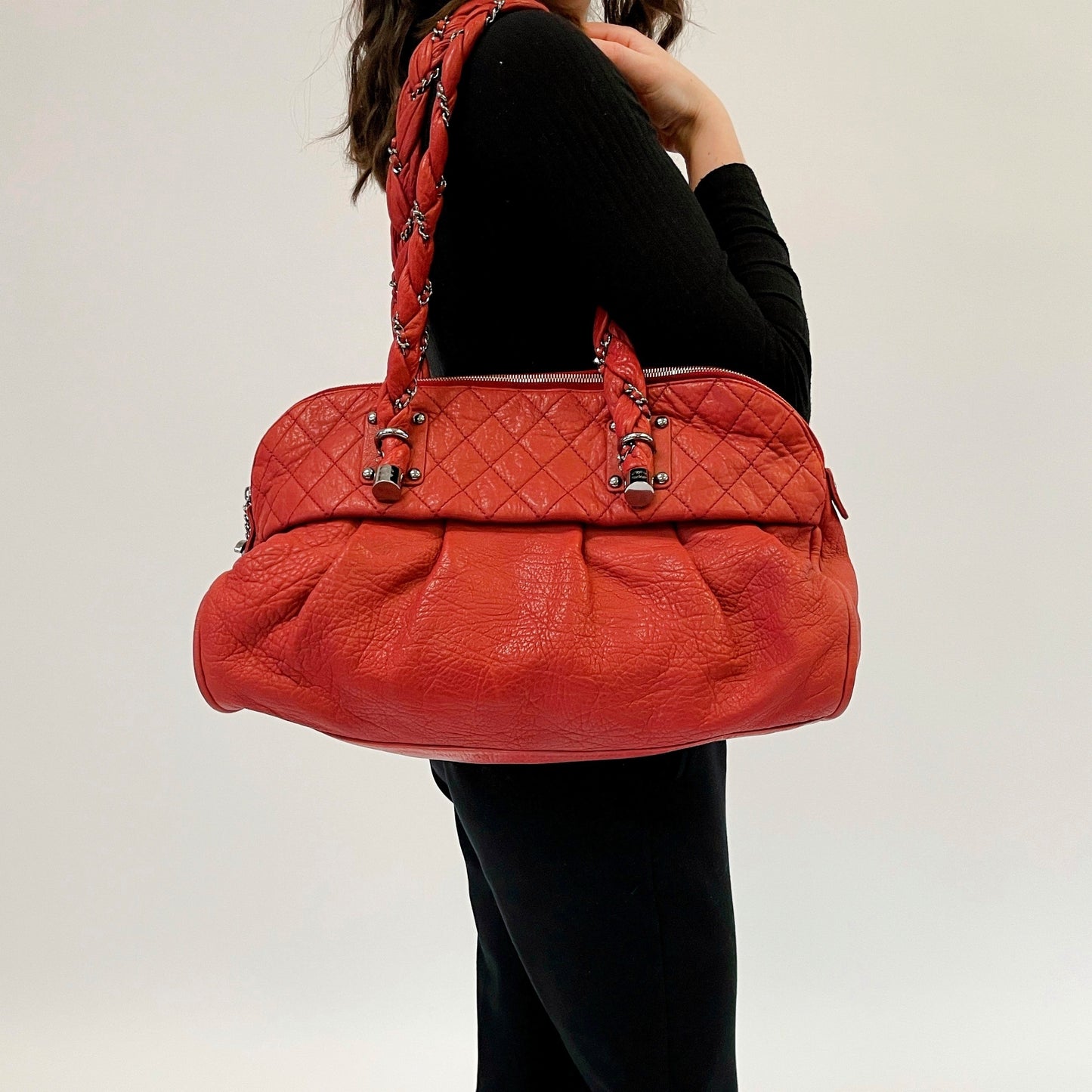 Chanel Lady Braid Large Shoulder Bag Red