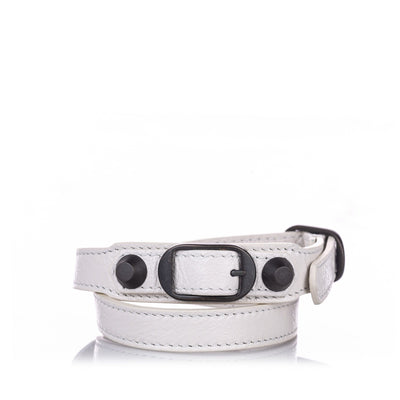 Balenciaga Classic Arena Wrap Leather Bracelet White