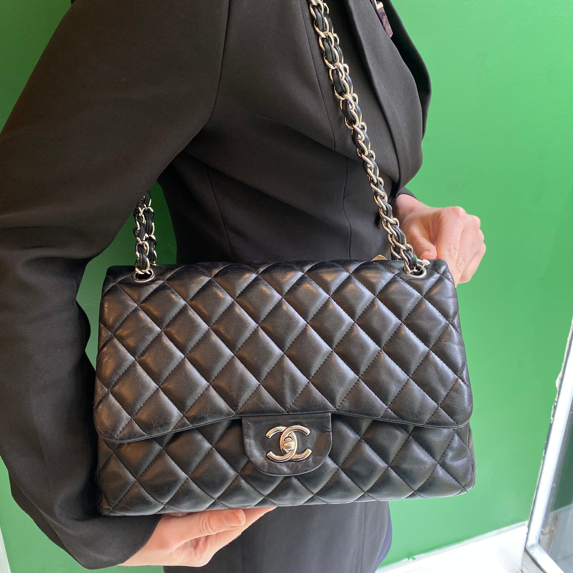 Chanel Jumbo Lambskin Classic Double Flap With Silver Hardware 2012