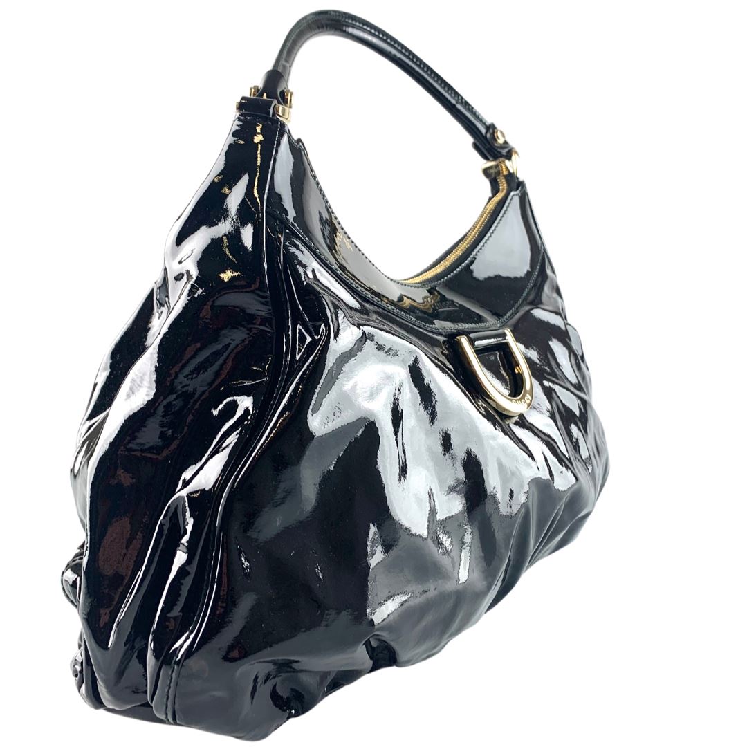 Gucci Black Patent D Ring Hobo Bags Gucci 