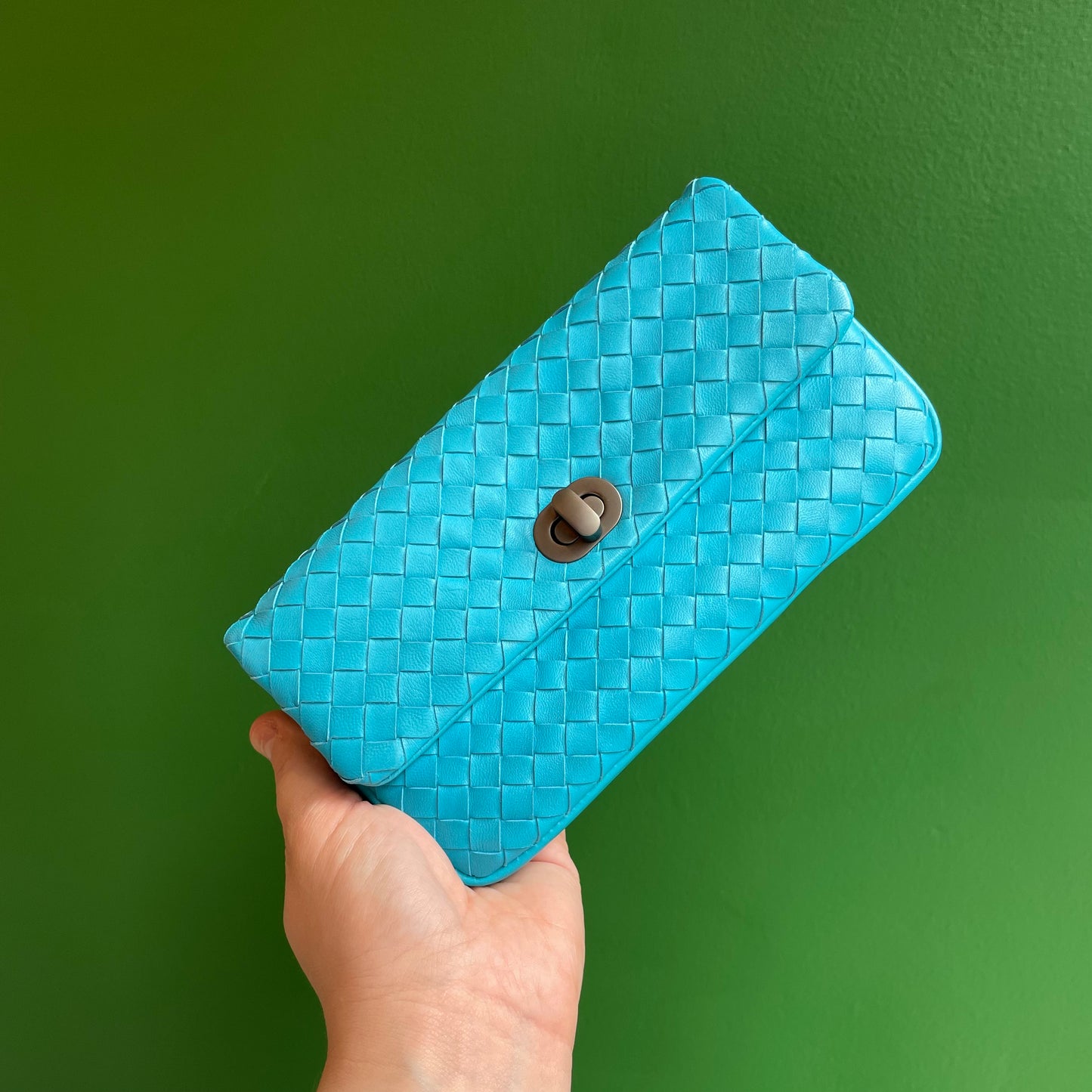 Bottega Veneta Turquoise Intrecciato Clutch