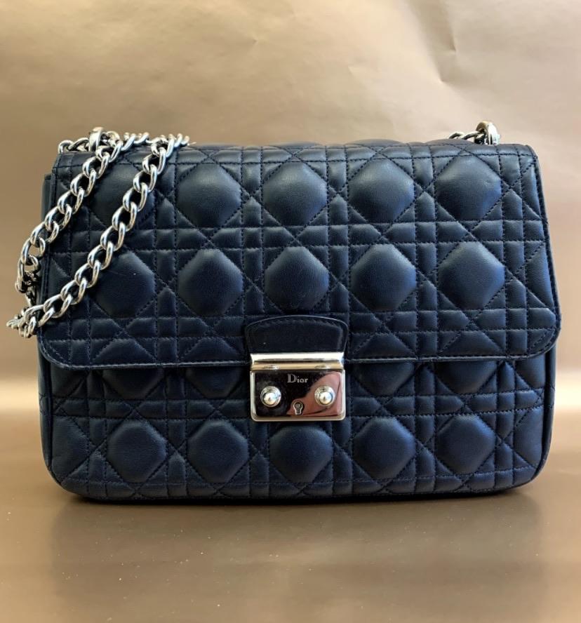 Dior Cannage Large Navy Miss Dior Flap Chain Bag Bags Dior 