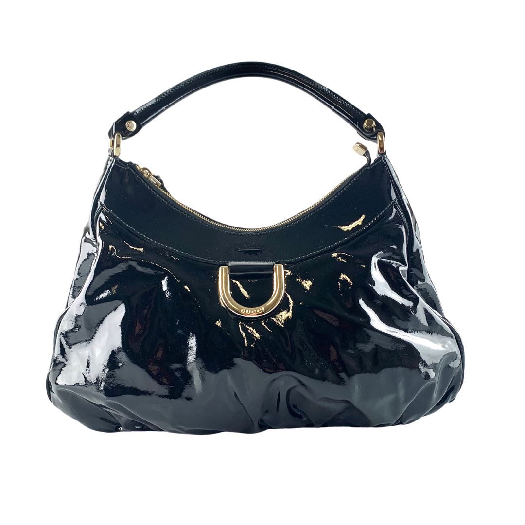 Gucci Black Patent D Ring Hobo Bags Gucci 